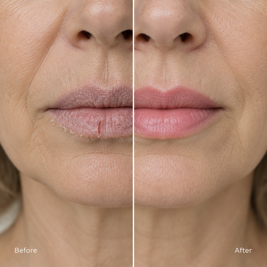 Lips before and after the routine