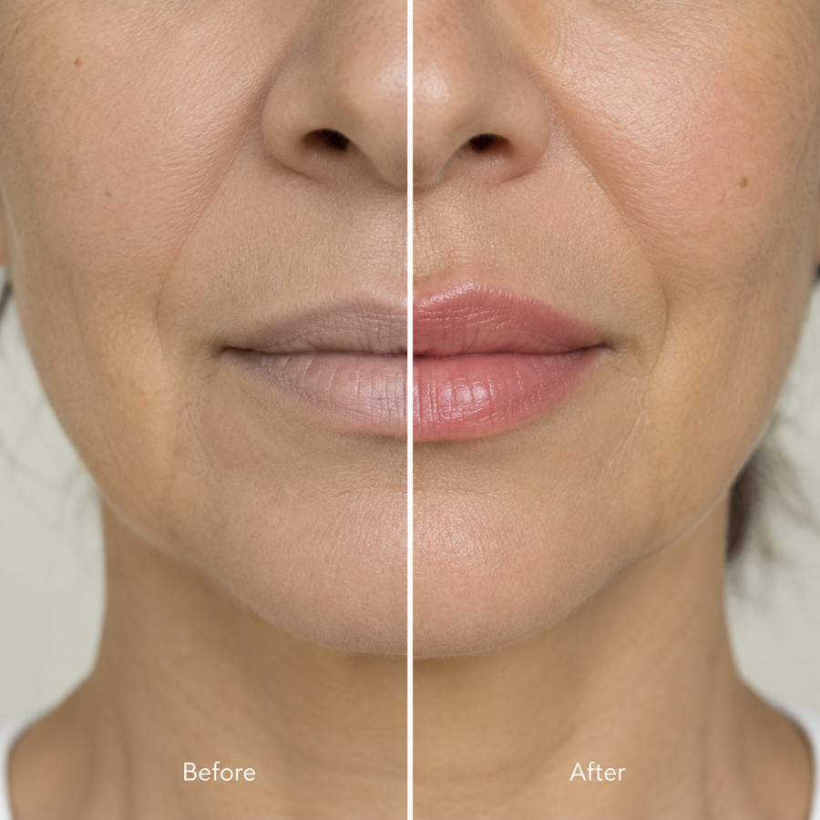 Lips before and after the routine