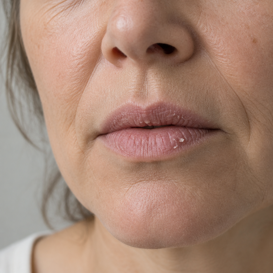 Close-up of lips after 50