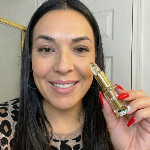 Zufriedene Kundin mit Nuance Lippenstift