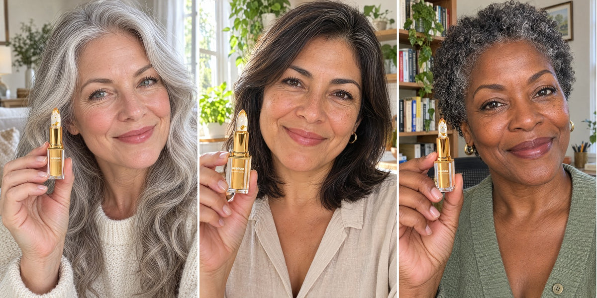 Three women over 40 holding the Areliaa Signature Lipstick
