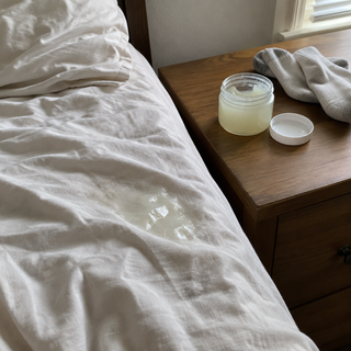 Greasy sheet and a jar of petroleum jelly