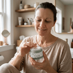 Applying the neck cream