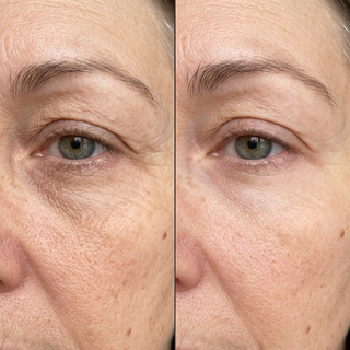 Under-eye before and after, same face and light