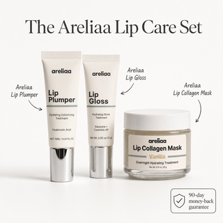 The Areliaa Lip Care Set (1x Areliaa Lip Plumper + 1x Areliaa Lip Gloss + 1x Areliaa Lip Collagen Mask)
