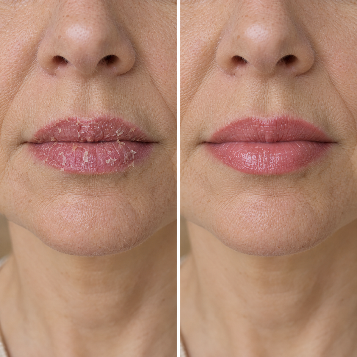 Lips before and after the Lip Scrub