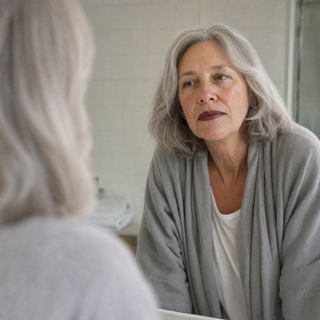 A shade that is too dark at the bathroom mirror